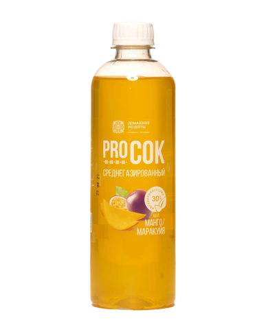 Лимонад "PRO сок" на натуральном соке "манго-маракуйя" (ПЭТ), 0,5л. фото 1