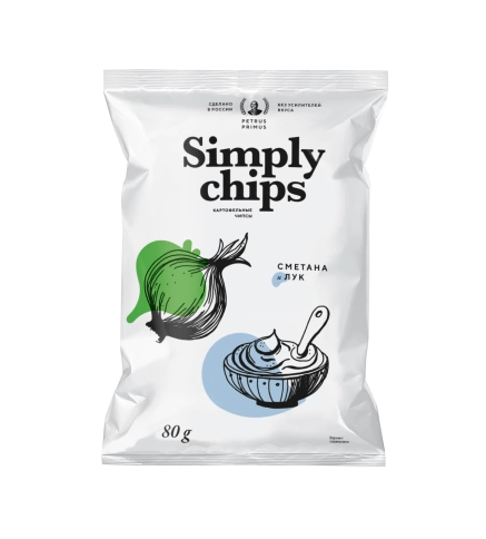 Чипсы картофельные Сметана и Лук, 80г Simply chips фото 1